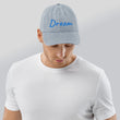 Dream In Sapphire Embroidery On Denim Baseball Cap
