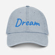 Dream In Sapphire Embroidery On Denim Baseball Cap