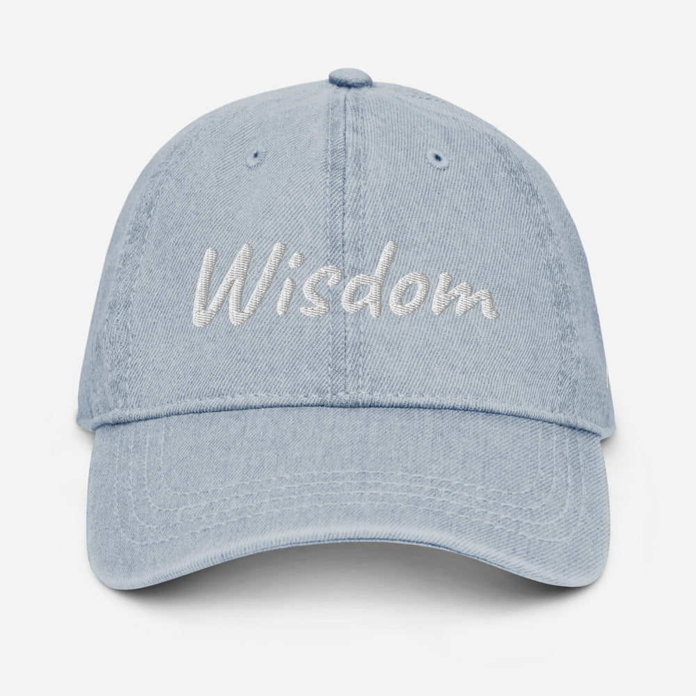 Wisdom In Marble Embroidery On Denim Baseball Cap