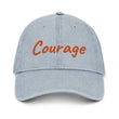 Courage In Amber Embroidery On Denim Baseball Cap