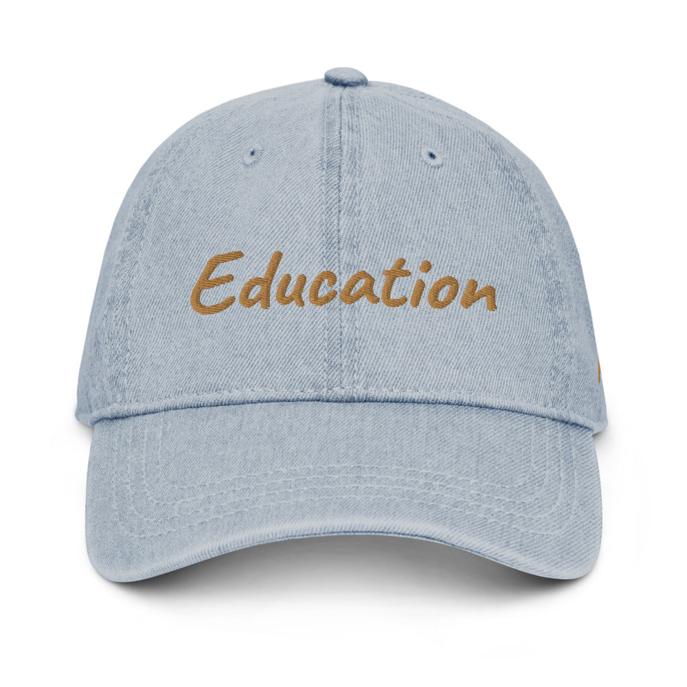 Education In Copper Embroidery On Denim Baseball Cap