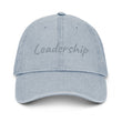 Leadership In Silver Embroidery On Denim Baseball Cap