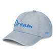 Dream In Sapphire Embroidery On Denim Baseball Cap