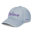 Believe In Amethyst Embroidery On Denim Baseball Cap