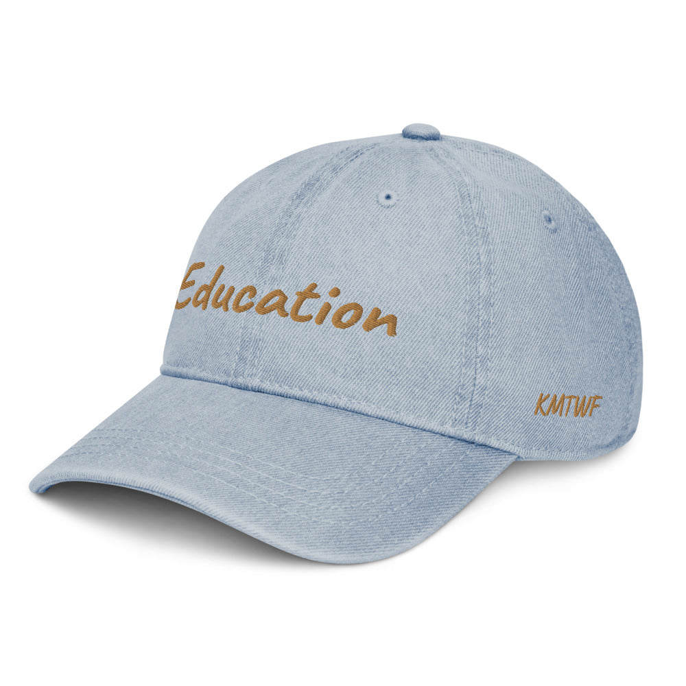 Education In Copper Embroidery On Denim Baseball Cap