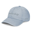 Leadership In Silver Embroidery On Denim Baseball Cap