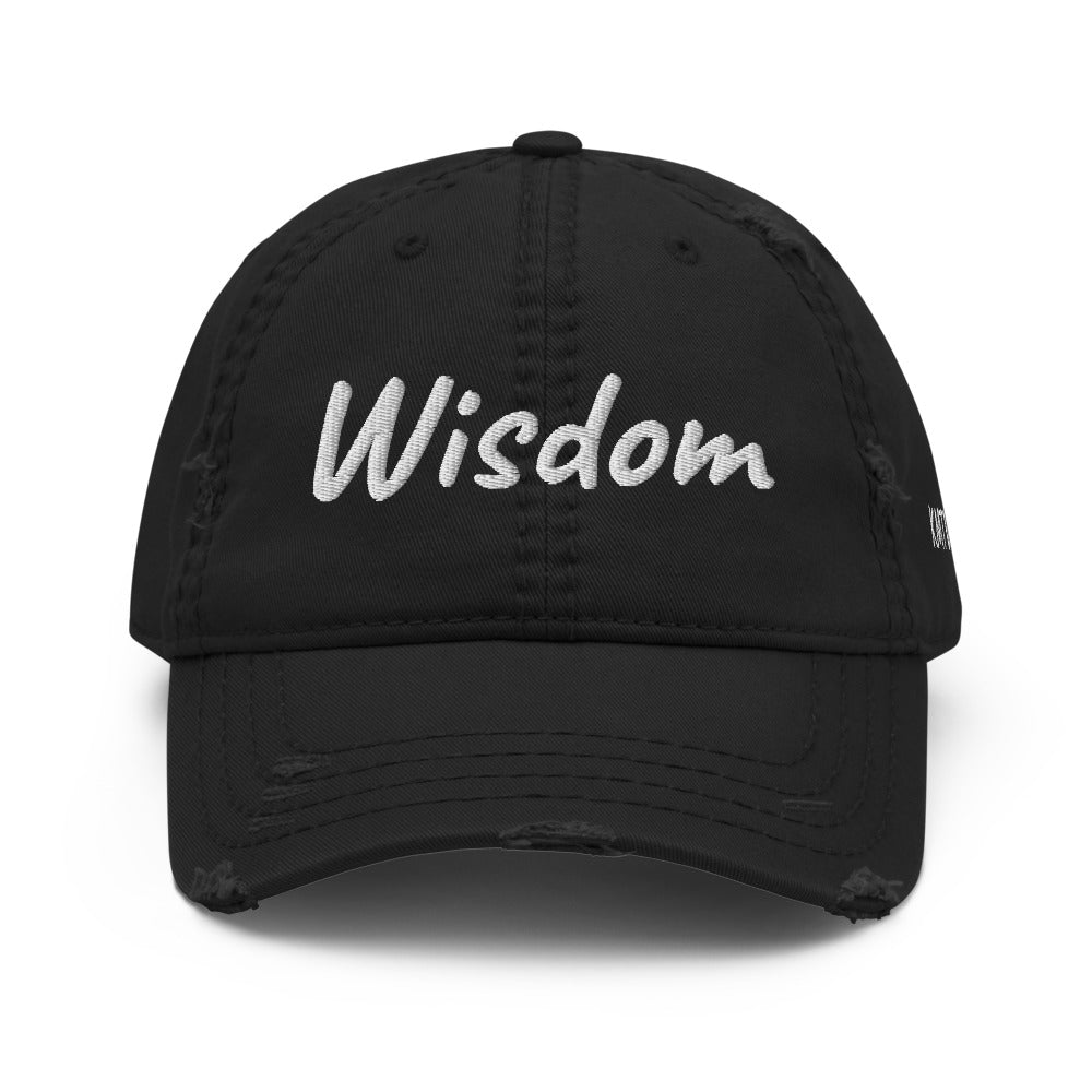 Wisdom In Marble Embroidery On Distressed Baseball Cap