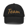 Team In Celluloid Embroidery On Distressed Baseball Cap