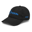 Dream In Sapphire Embroidery On Distressed Baseball Cap
