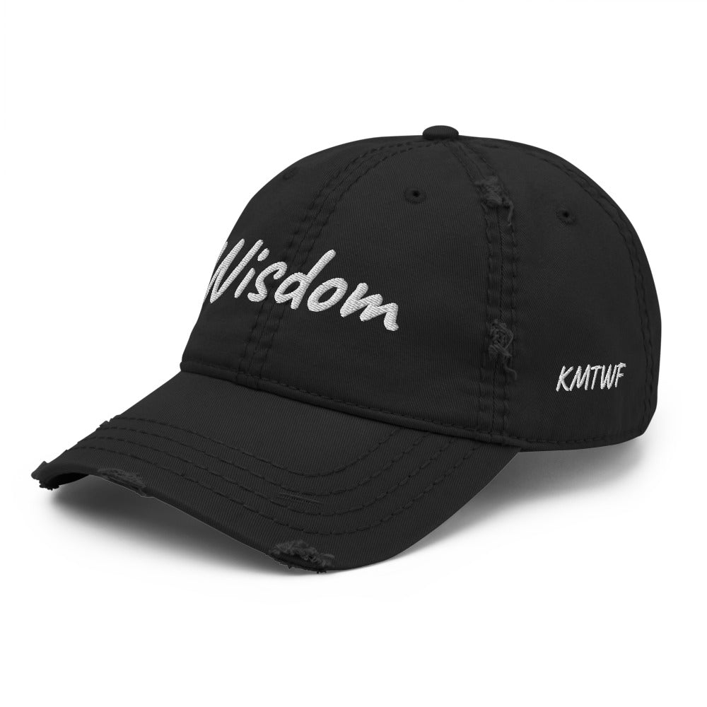 Wisdom In Marble Embroidery On Distressed Baseball Cap