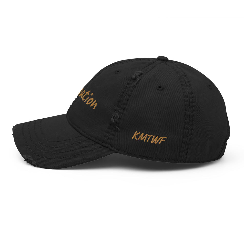Education In Copper Embroidery On Distressed Baseball Cap