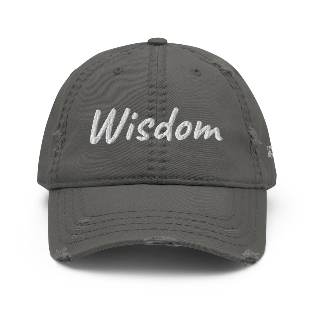 Wisdom In Marble Embroidery On Distressed Baseball Cap