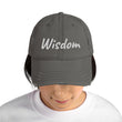 Wisdom In Marble Embroidery On Distressed Baseball Cap