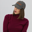 Courage In Amber Embroidery On Distressed Baseball Cap