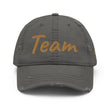 Team In Celluloid Embroidery On Distressed Baseball Cap