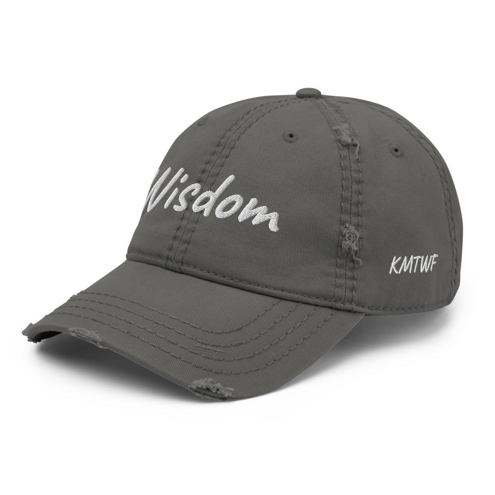 Wisdom In Marble Embroidery On Distressed Baseball Cap