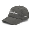 Wisdom In Marble Embroidery On Distressed Baseball Cap
