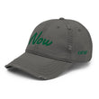 Now In Emerald Embroidery On Distressed Baseball Cap