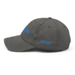 Dream In Sapphire Embroidery On Distressed Baseball Cap