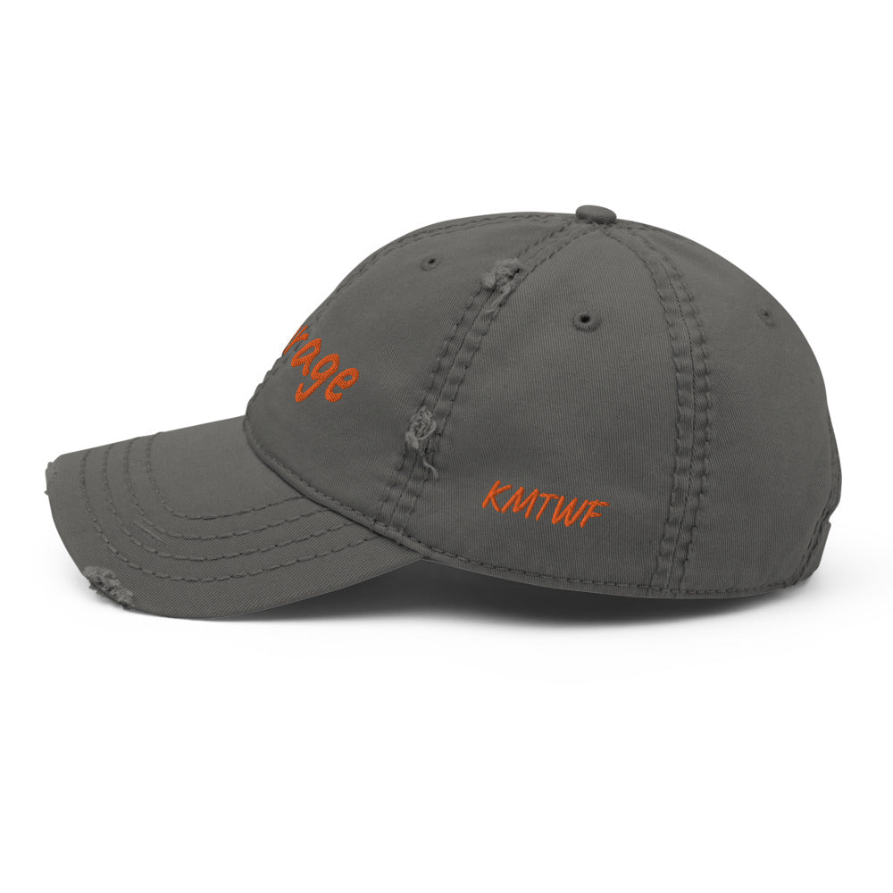 Courage In Amber Embroidery On Distressed Baseball Cap