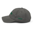 Now In Emerald Embroidery On Distressed Baseball Cap