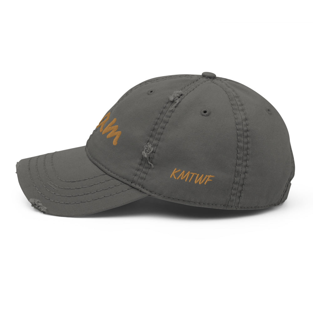 Team In Celluloid Embroidery On Distressed Baseball Cap