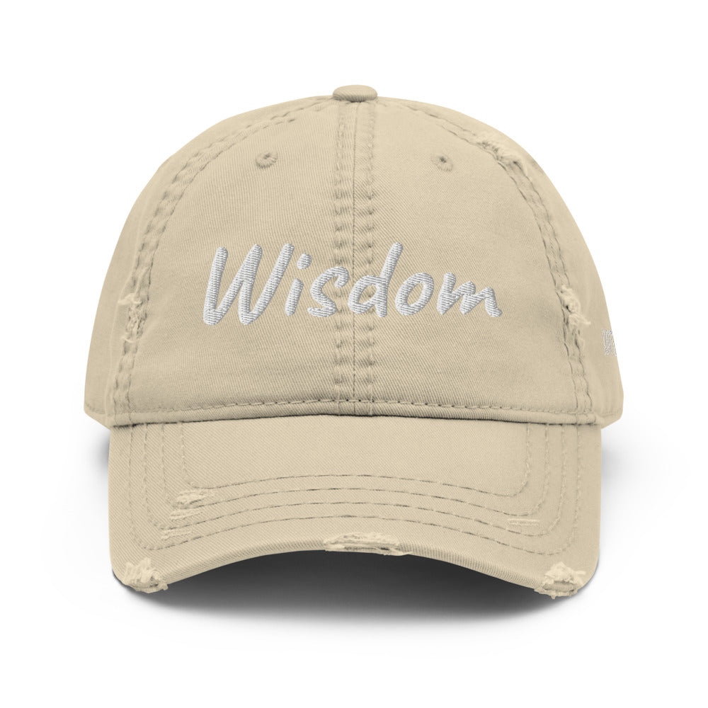 Wisdom In Marble Embroidery On Distressed Baseball Cap