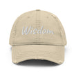 Wisdom In Marble Embroidery On Distressed Baseball Cap