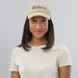 Believe In Amethyst Embroidery On Distressed Baseball Cap