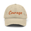 Courage In Amber Embroidery On Distressed Baseball Cap