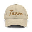 Team In Celluloid Embroidery On Distressed Baseball Cap