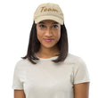Team In Celluloid Embroidery On Distressed Baseball Cap