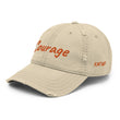 Courage In Amber Embroidery On Distressed Baseball Cap
