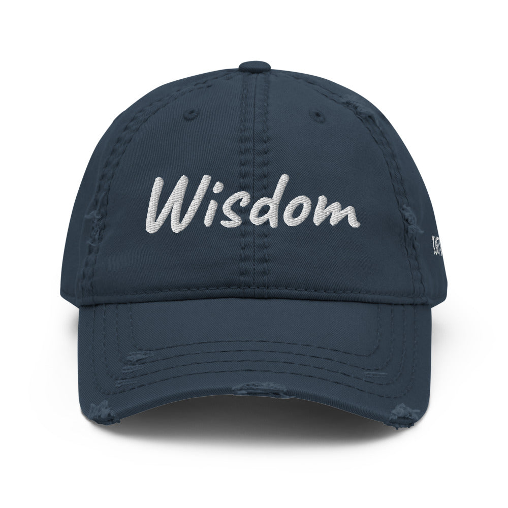 Wisdom In Marble Embroidery On Distressed Baseball Cap