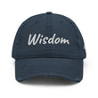 Wisdom In Marble Embroidery On Distressed Baseball Cap
