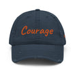 Courage In Amber Embroidery On Distressed Baseball Cap