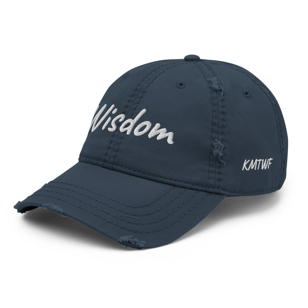 Wisdom In Marble Embroidery On Distressed Baseball Cap