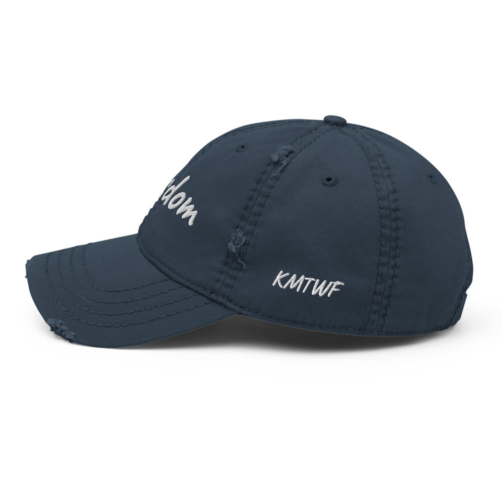Wisdom In Marble Embroidery On Distressed Baseball Cap