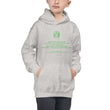 Binary Instructions To Keep Moving The World Forward With Vitruvian Earth In Green on Kids Hoodie