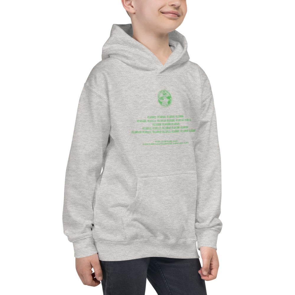 Binary Instructions To Keep Moving The World Forward With Vitruvian Earth In Green on Kids Hoodie