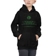 Binary Instructions To Keep Moving The World Forward With Vitruvian Earth In Green on Kids Hoodie