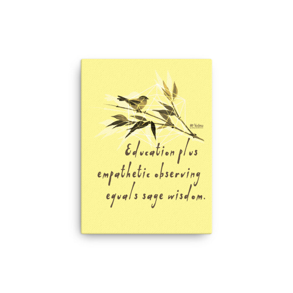 Sage Wisdom Haiku With Sparrow on Canvas Print