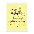 Sage Wisdom Haiku With Sparrow on Enhanced Matte Paper Poster - Framed