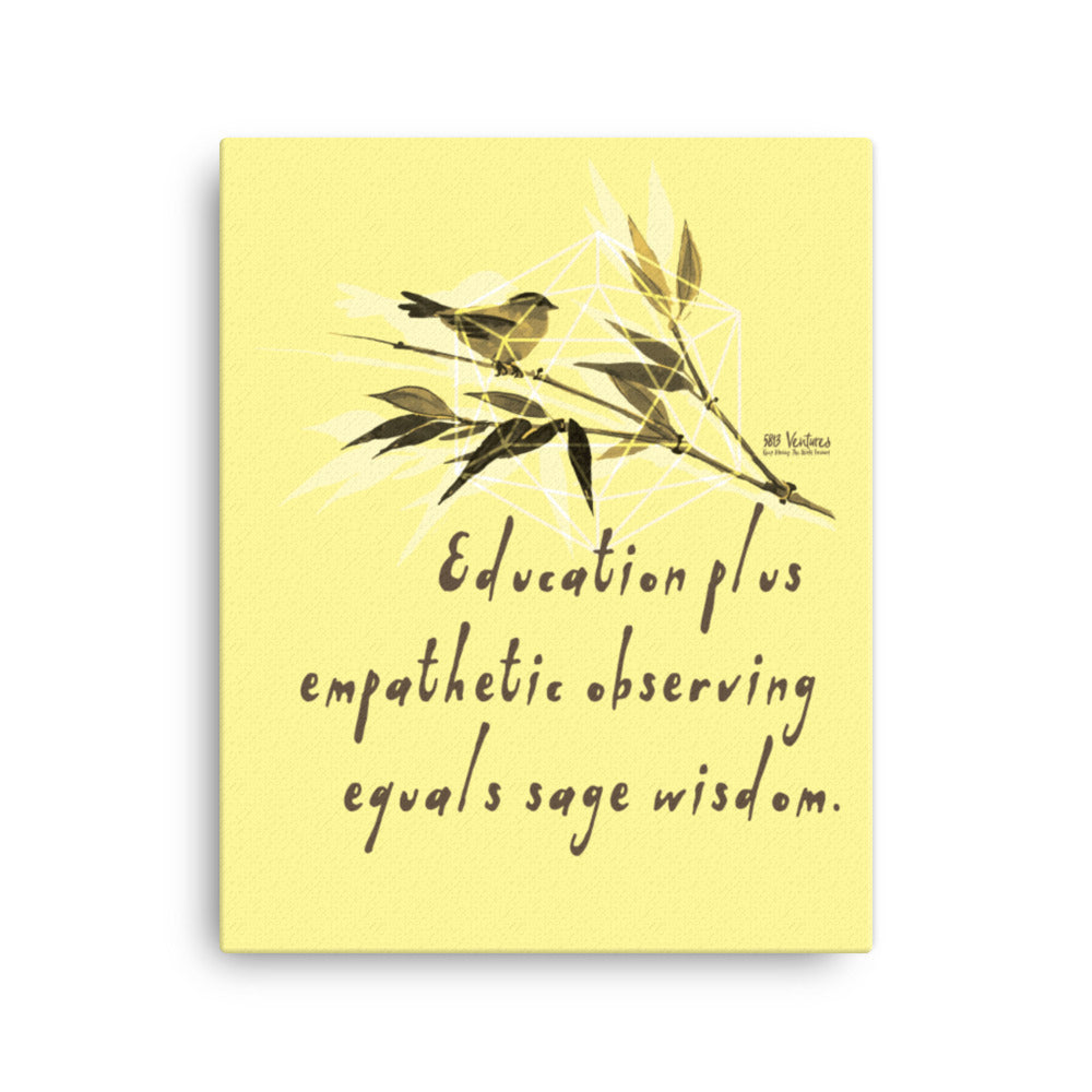 Sage Wisdom Haiku With Sparrow on Canvas Print