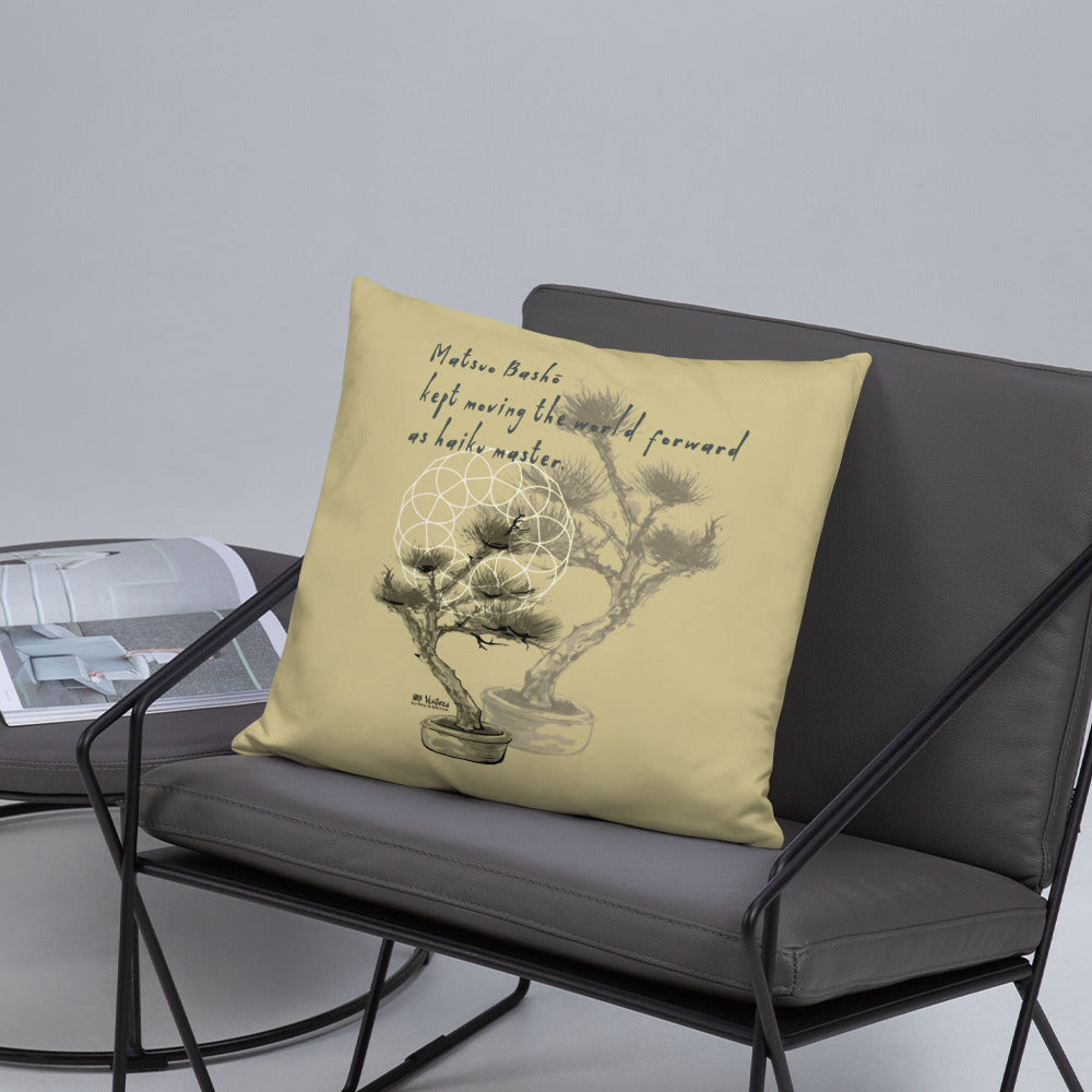 Matsuo Basho Haiku With Bonsai on Basic Pillow