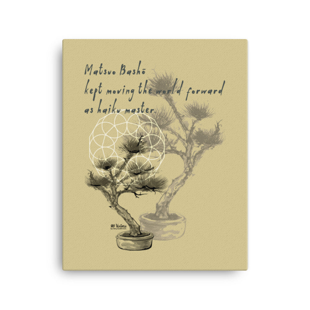 Matsuo Basho Haiku With Bonsai on Canvas Print