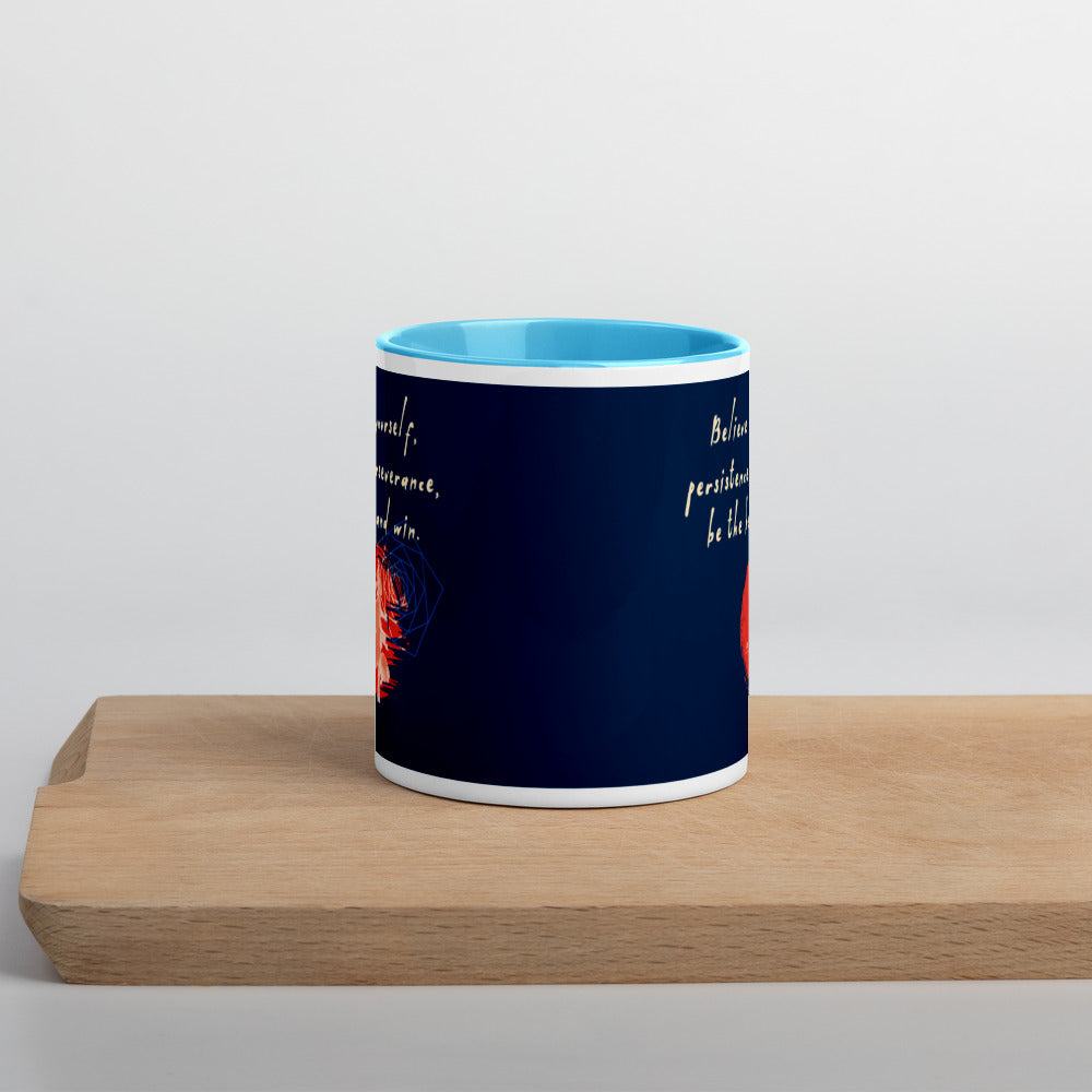 Believe To Win Haiku With Sun Tree on Ceramic Mug with Color Inside