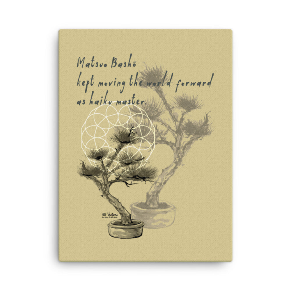 Matsuo Basho Haiku With Bonsai on Canvas Print