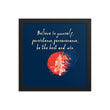 Believe To Win Haiku With Sun Tree on Premium Luster Photo Paper Poster - Framed