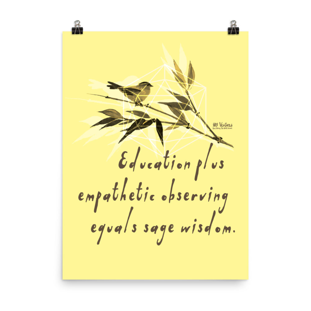 Sage Wisdom Haiku With Sparrow on Premium Luster Photo Paper Poster